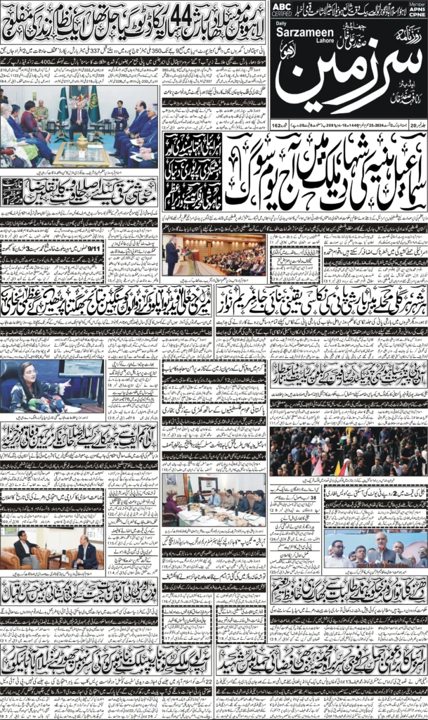 02//08/24 sarzameen lahore | page01