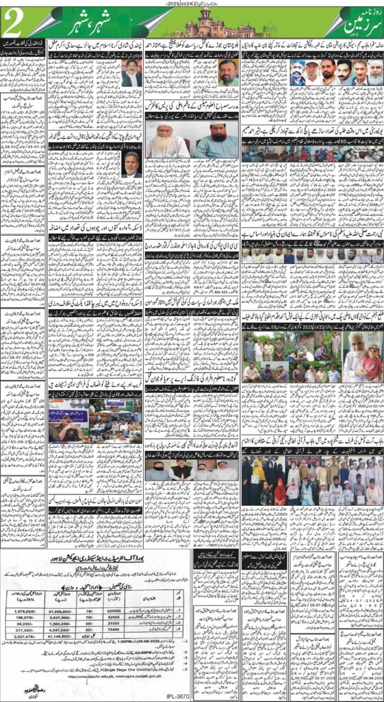 24/07/2025 Daily Sarzameen Lahore Page 2